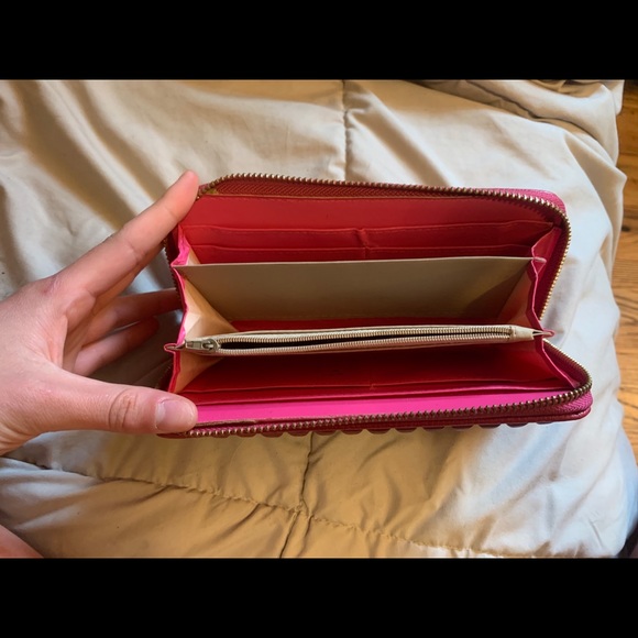 Hot Pink Studded Leather Wallet - Picture 2 of 2